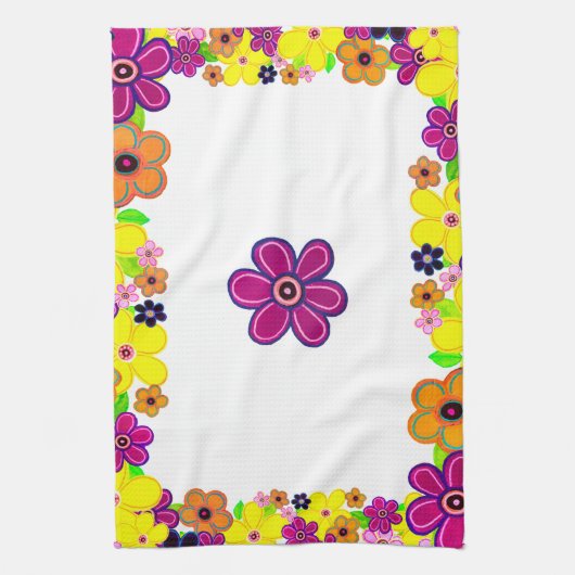 Heldere Abstracte bloemkunst Theedoek (Verticaal)