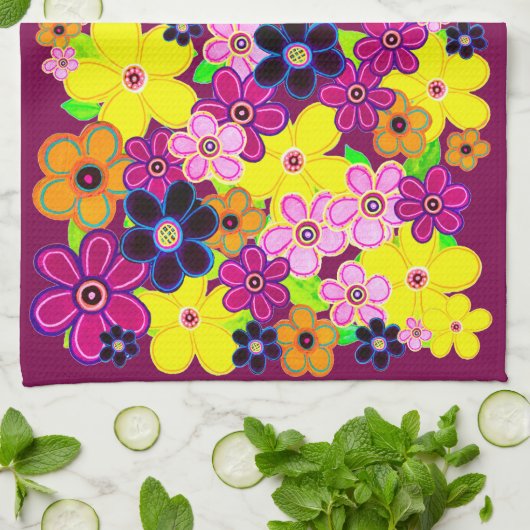 Heldere Abstracte bloemkunst Theedoek (Gevouwen)