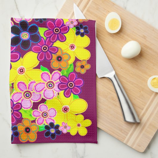 Heldere Abstracte bloemkunst Theedoek (Quarter Fold)