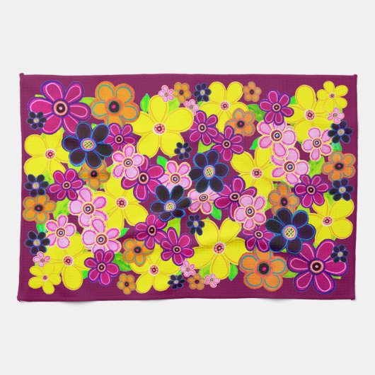 Heldere Abstracte bloemkunst Theedoek (Horizontaal)