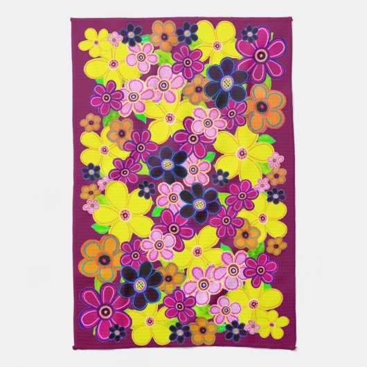 Heldere Abstracte bloemkunst Theedoek (Verticaal)