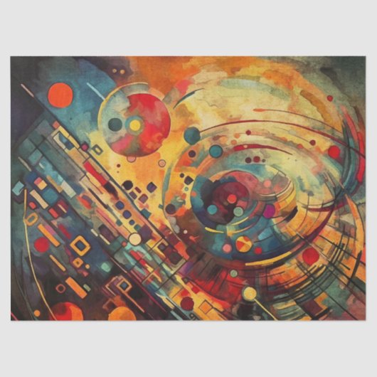 Heldere Abstracte cirkelvormige decoupage Tissuepapier (Voorkant)