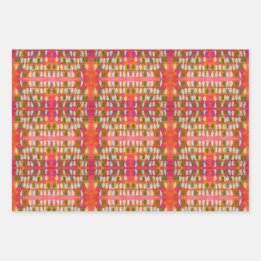 Heldere Abstracte kleurrijke bladeren Boho stijl Inpakpapier Vel (Voorkant 3)