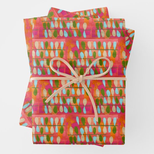 Heldere Abstracte kleurrijke bladeren Boho stijl Inpakpapier Vel (In situ)