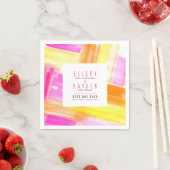 Heldere abstracte kunst roze gele perzik bruiloft servet (Insitu)