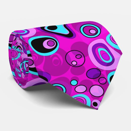 Heldere, abstracte, magenta Stropdas (Opgerold)