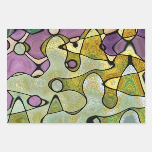 Heldere, abstracte, mod, vrolijke, kleurrijke cirk inpakpapier vel (Voorkant 3)