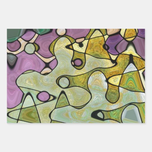 Heldere, abstracte, mod, vrolijke, kleurrijke cirk inpakpapier vel (Voorkant)