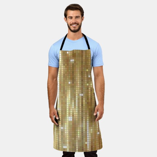 Heldere abstracte mozaïekgolden achtergrond met gl schort (Gedragen)