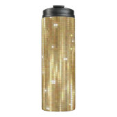 Heldere abstracte mozaïekgolden achtergrond met gl thermosbeker (Voorkant)