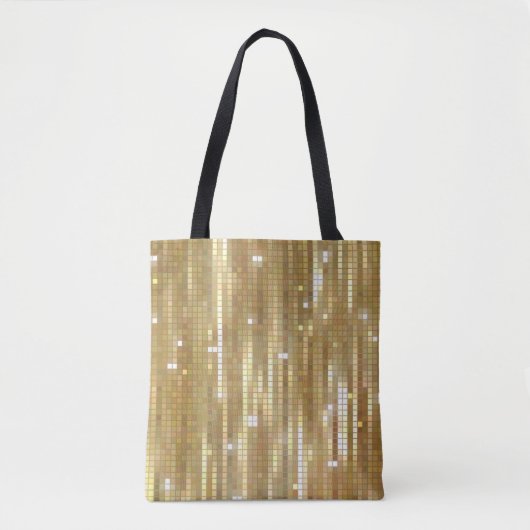Heldere abstracte mozaïekgolden achtergrond met gl tote bag (Voorkant)