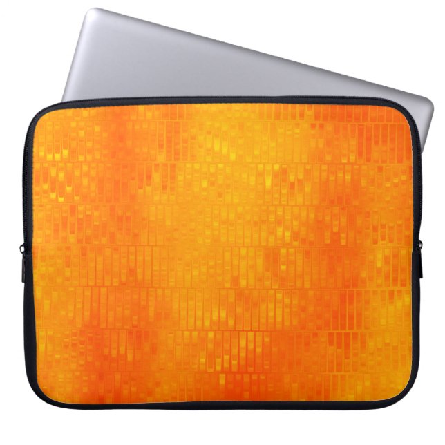 Heldere abstracte mozaïekoranje achtergrond met gl laptop sleeve (Voorkant)