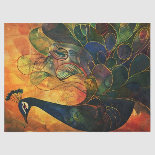 Heldere Abstracte Pauw Decoupage Tissuepapier (Voorkant)