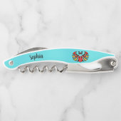 Heldere Abstracte Scarab Kever op aqua Blue Kurkentrekker (Achterkant)