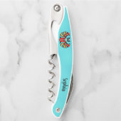 Heldere Abstracte Scarab Kever op aqua Blue Kurkentrekker (Voorkant)