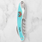 Heldere Abstracte Scarab Kever op aqua Blue Kurkentrekker (Achterkant)