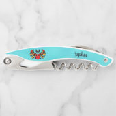 Heldere Abstracte Scarab Kever op aqua Blue Kurkentrekker (Voorkant)