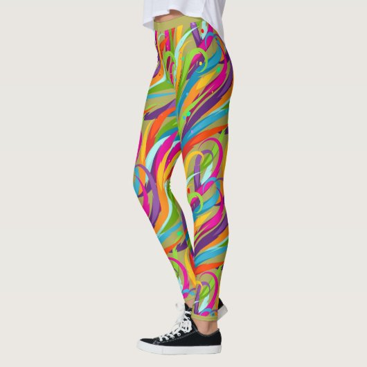 Heldere abstracte swish van kleur, leggings (Links)