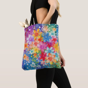 HELDERE ABSTRACTE WATERVERF BLOEMEN TOTE BAG