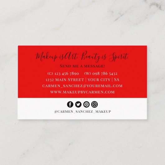 Heldere Abstracte Waterverf Rainbow Make-up Artist Visitekaartje (Achterkant)