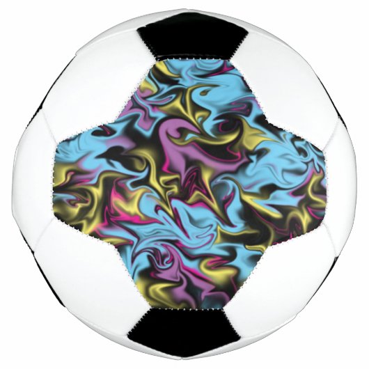 Heldere Abstracte zwenken van roze groen geel zwar Voetbal (Voorkant)