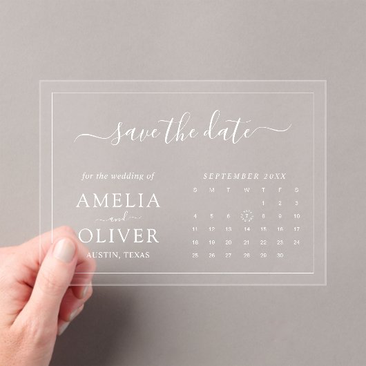 Heldere Acryl Save The Date Moderne Chic Kalender Uitnodigingen (Insitu (Draagbaar))