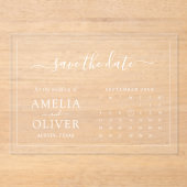 Heldere Acryl Save The Date Moderne Chic Kalender Uitnodigingen (Voorkant)