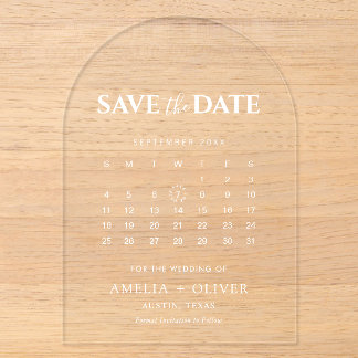 Heldere Acrylaat Boogkalender Modern Save The Date Acryl Uitnodigingen