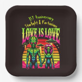 Heldere aliens in liefde onder de hemel papieren bordje (Voorkant)