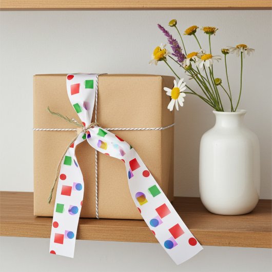 Heldere All-Occasion Kleurrijke Pleinen en Cirkels Satijnen Lint