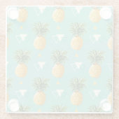 Heldere ananassen op het geometrische patroon glazen onderzetter (Achterkant)
