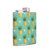 Heldere ananassen op het geometrische patroon heupfles (Rechts)