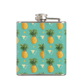 Heldere ananassen op het geometrische patroon heupfles (Achterkant)