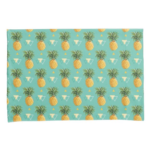 Heldere ananassen op het geometrische patroon kussensloop (Voorkant-Rechts)