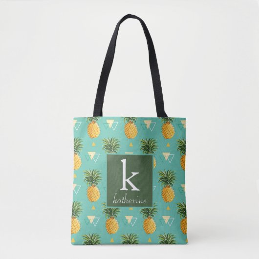 Heldere ananassen op het geometrische patroon | Mo Tote Bag (Voorkant)