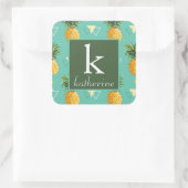 Heldere ananassen op het geometrische patroon | Mo Vierkante Sticker (Tas)