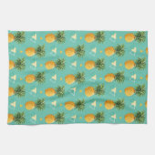 Heldere ananassen op het geometrische patroon theedoek (Horizontaal)