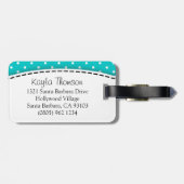 Heldere aquabloem polka stippen genaamd bagagelabe bagagelabel (Achterkant horizontaal)