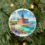 Heldere aquarelDry Tortugas National Park Turtle Keramisch Ornament<br><div class="desc">Leg de levendige schoonheid van Dry Tortugas National Park vast met dit prachtige waterverf kunstwerk met een sierlijke schildpad. Dit stuk toont de schitterende kleuren van de Caribische wateren, met de schildpad sierlijk zwemmen te midden van levendige koraalriffen en tropische vissen. De gewaagde penseelstreken en levendige tinten brengen de dynamische...</div>