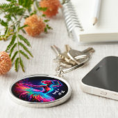 Heldere ballerina ballet neon moderne dans zwart sleutelhanger (Zijkant)