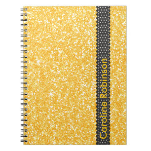 Heldere Banaan Gele Faux Glitter Gepersonaliseerd Notitieboek