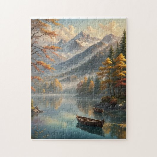 Heldere bergmeer in de herfst legpuzzel (Verticaal)