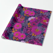 Heldere bes bloemmotief cadeaupapier (Uitgerold)