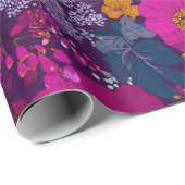 Heldere bes bloemmotief cadeaupapier (Rol Hoek)