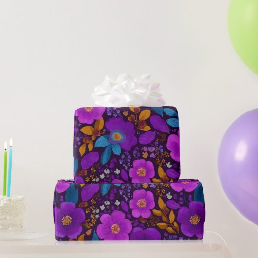 Heldere bes bloemmotief cadeaupapier (Feestgeschenken)