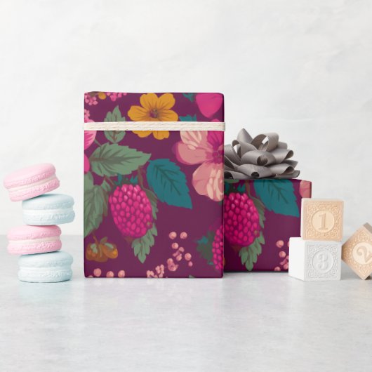 Heldere bes bloemmotief cadeaupapier (Baby Shower)