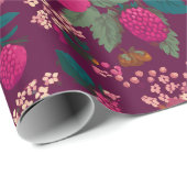 Heldere bes bloemmotief cadeaupapier (Rol Hoek)
