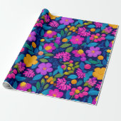 Heldere bes bloemmotief cadeaupapier (Uitgerold)