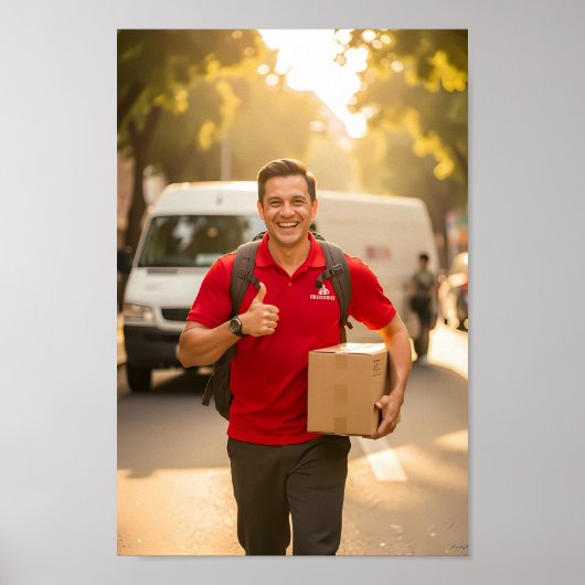 Heldere bezorgingsgeest bij zonsondergangposter poster (Voorkant)
