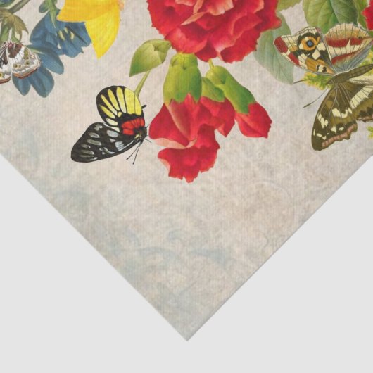 Heldere Big Flowers en Butterflies Tissuepapier (Detail)